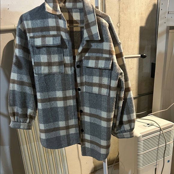 Plaid Button-Up Shacket - Picture 1 of 1